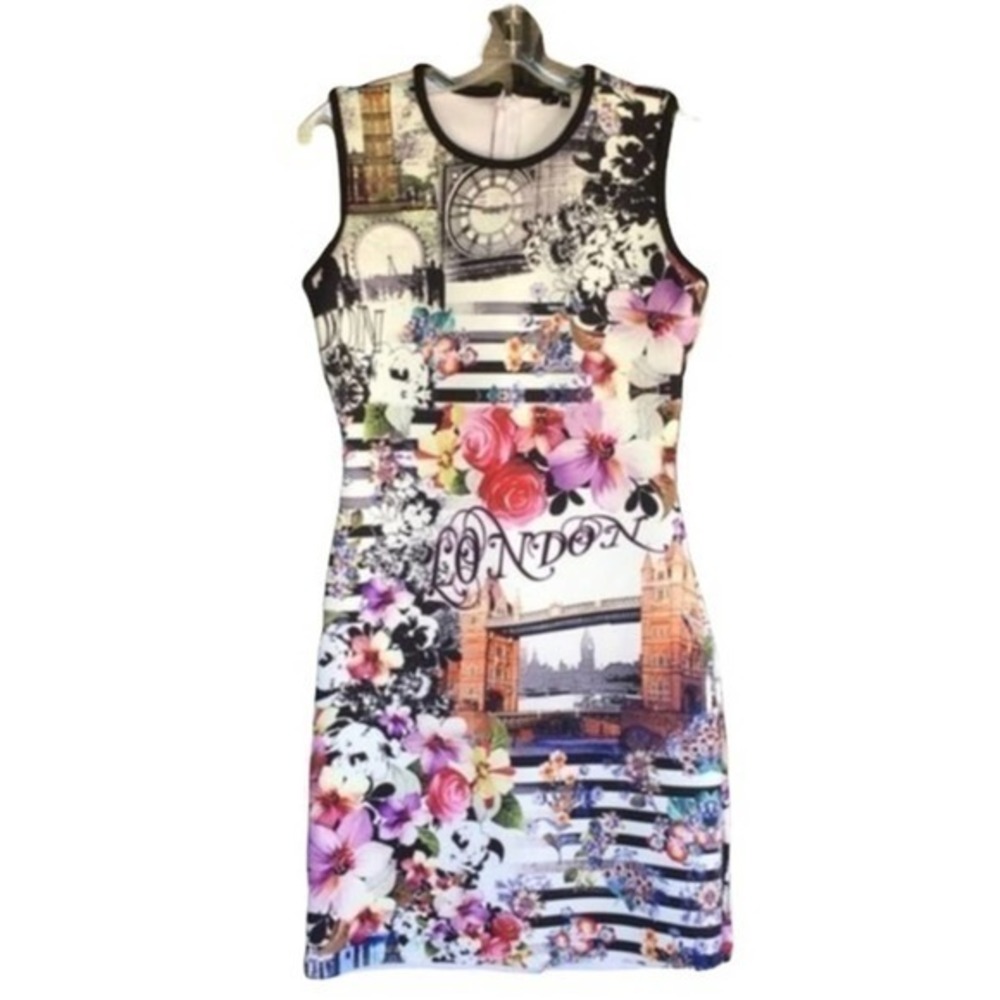 Cocoom London Theme Graphic Floral Print Dress sz M
